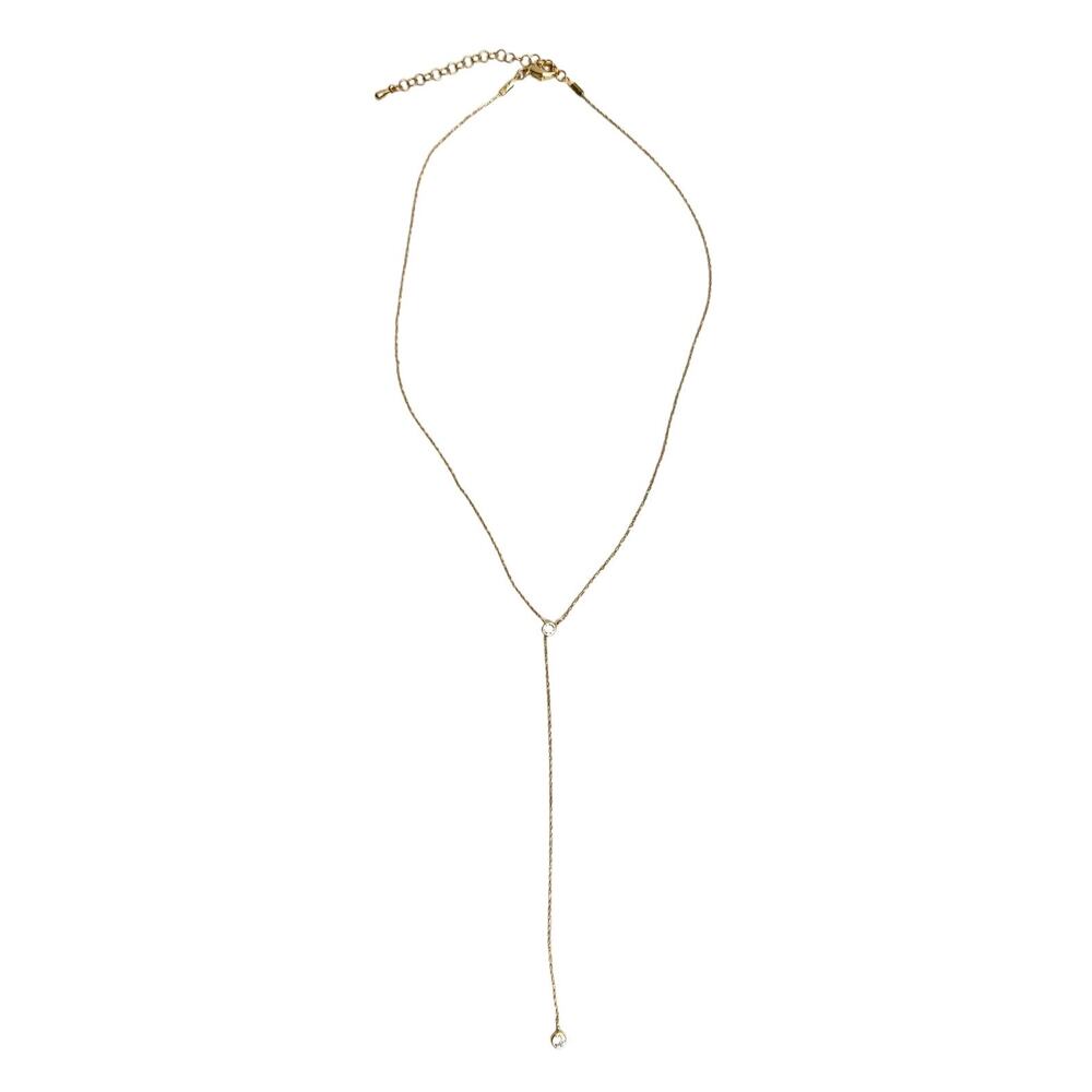 Altar'd State Dainty Gold Vermeil Lariat Y Necklace with  Minimalist Crystals